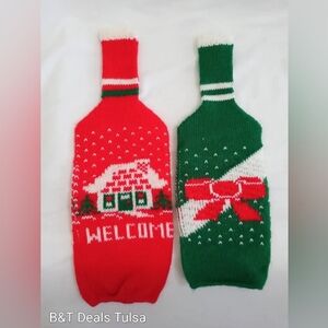 Two Christmas Sweater Party Bottle Covers